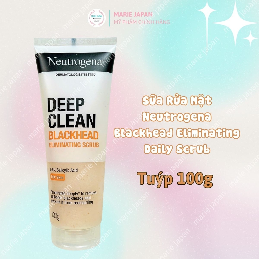Sữa Rửa Mặt Neutrogena Sạch Sâu Giảm Mụn Siêu Ẩm Mịn Deep Clean Blackhead Eliminating Scrub Tuýp 100G