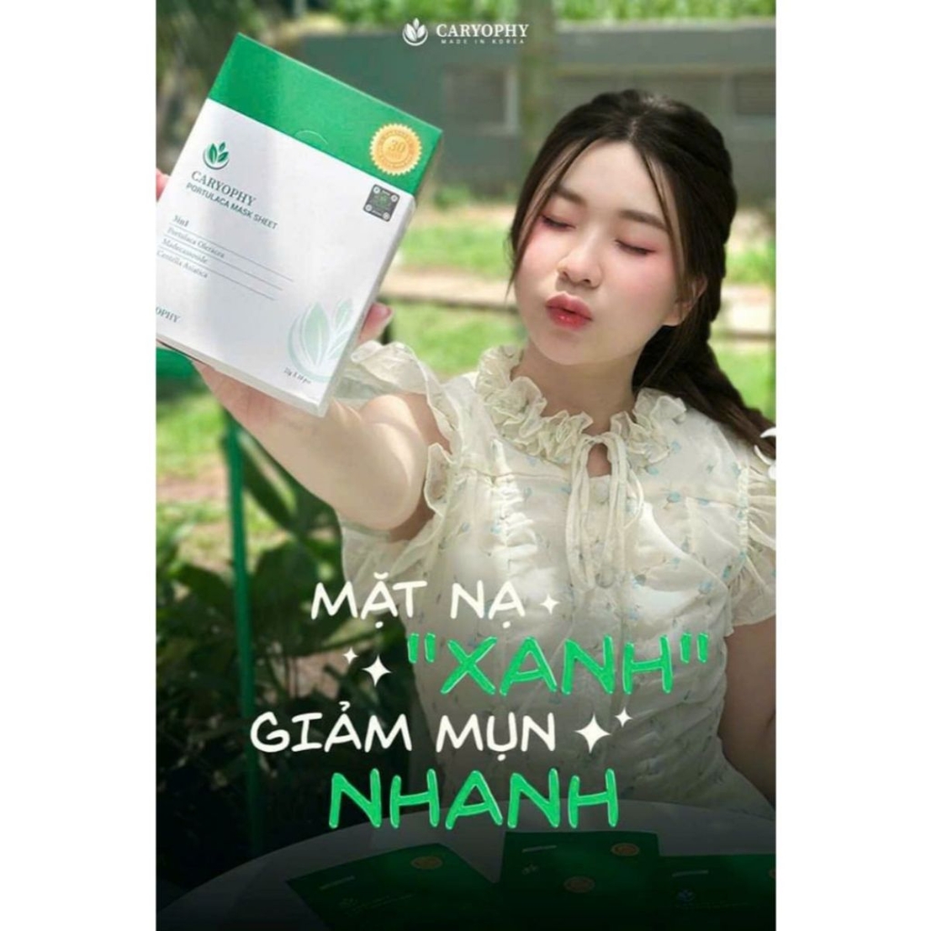 Mặt Nạ Tràm Trà Caryophy Portulaca Mask Sheet Cấp Ẩm Phục Hồi Giảm Mụn Hàn Quốc 22g