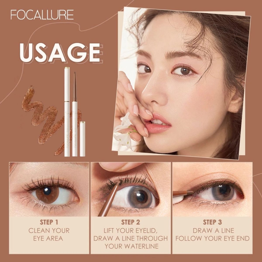 Kẻ Mắt Focallure Đầu Mảnh Siêu Mịn Chống Nước Lâu Trôi Perfectly Defined Gel Eyeliner 1.7mm