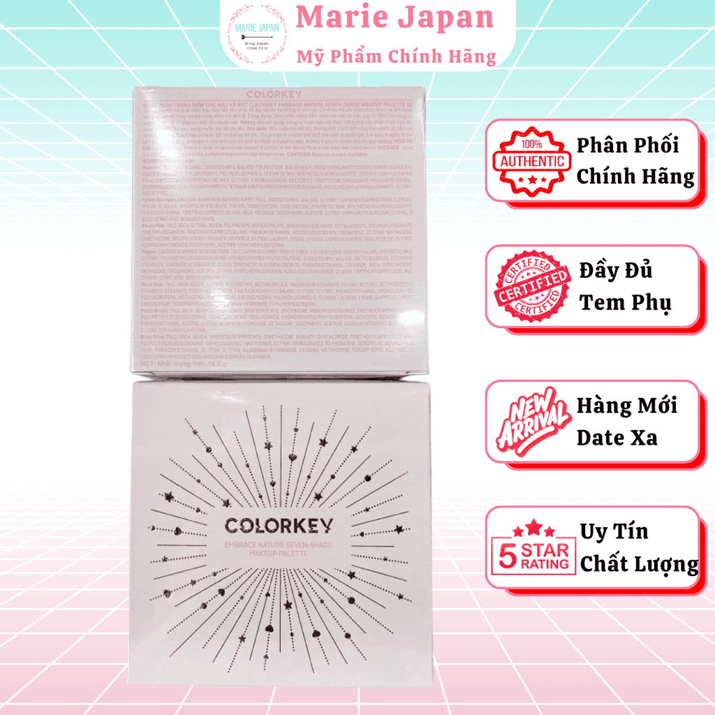 Bảng Phấn Trang Điểm Colorkey 7 Màu, Đa Năng, Phấn Mịn Dễ Tán, Nhỏ Gọn, Phù Hợp Makeup Hàng Ngày