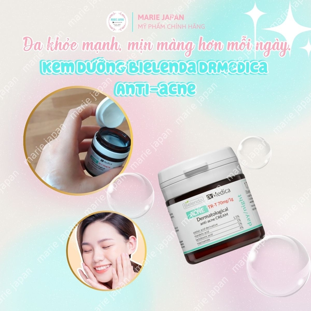 Kem Dưỡng Bielenda DrMedica Anti-Acne Dermatological Giảm Mụn Kiềm Dầu Phục Hồi Da Hộp 50ml