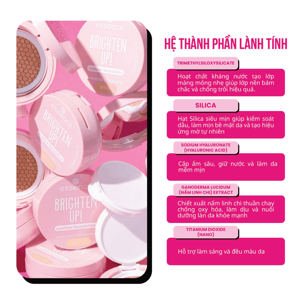 Phấn Nước Essence Nâng Tone Kiềm Dầu Che Phủ Tốt Brighten Up Cushion Foundation 12g