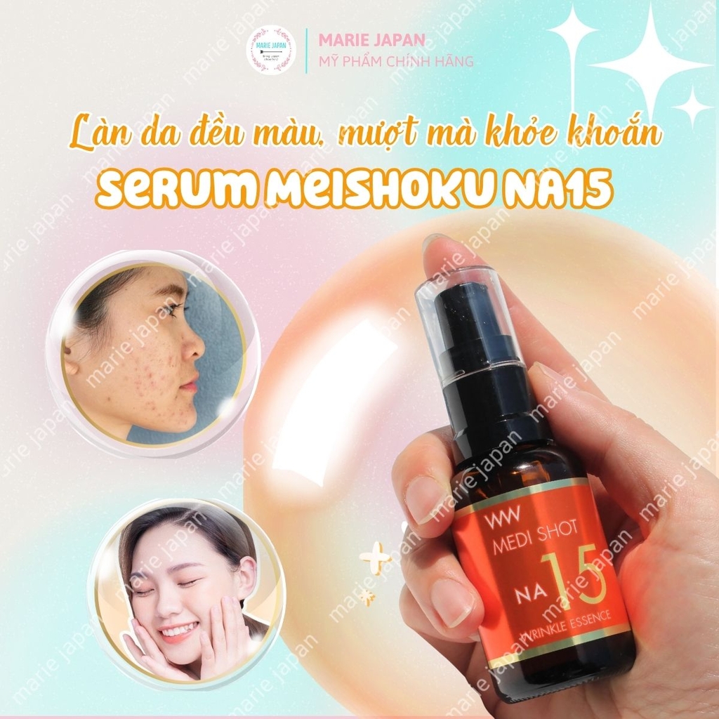 Serum Meishoku NA15 Dưỡng Sáng Cải Thiện Nếp Nhăn Ngừa Lão Hóa Medi Shot Wrinkle Essence Nhật Bản Chai 30ml