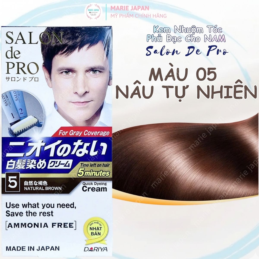 Kem Nhuộm Tóc Cho NAM Salon De Pro Phủ Bạc Tự Nhiên Không Mùi Cao Cấp Nhật Bản