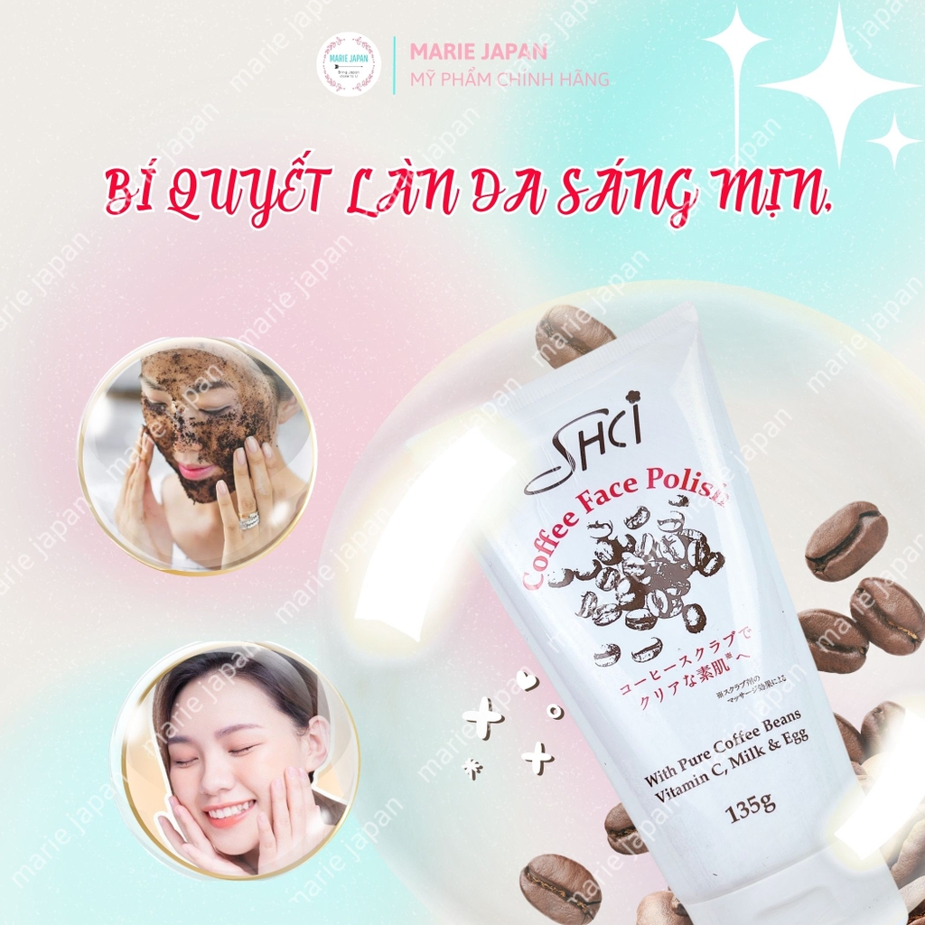 Tẩy Tế Bào Chết Mặt SHCI Coffee Sạch Sâu Ngừa Mụn Sáng Mịn Tự Nhiên Nhật Bản 135g