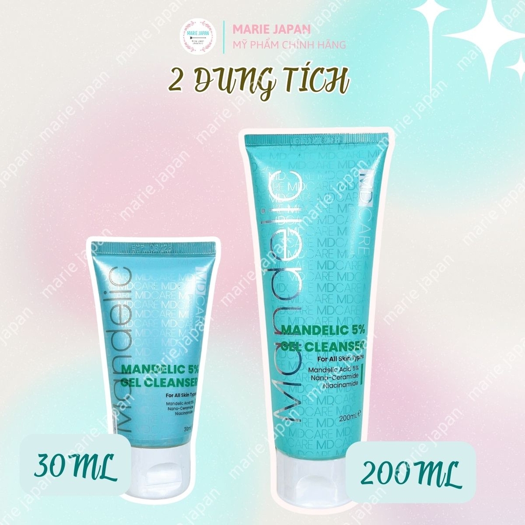 Sữa Rửa Mặt MD Care Mandelic 5% Gel Cleanser Sạch Sâu Giảm Mụn Dưỡng Sáng Da