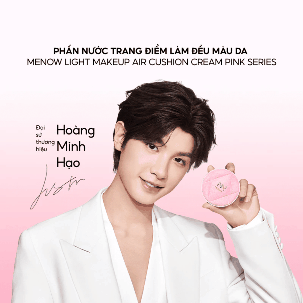 [MUA 1 TẶNG 1] Phấn Nước MENOW Finish Mỏng Nhẹ Mịn Màng Light Makeup Air Cushion Cream Pink Series 12g TẶNG BẢNG PHẤN 4Ô