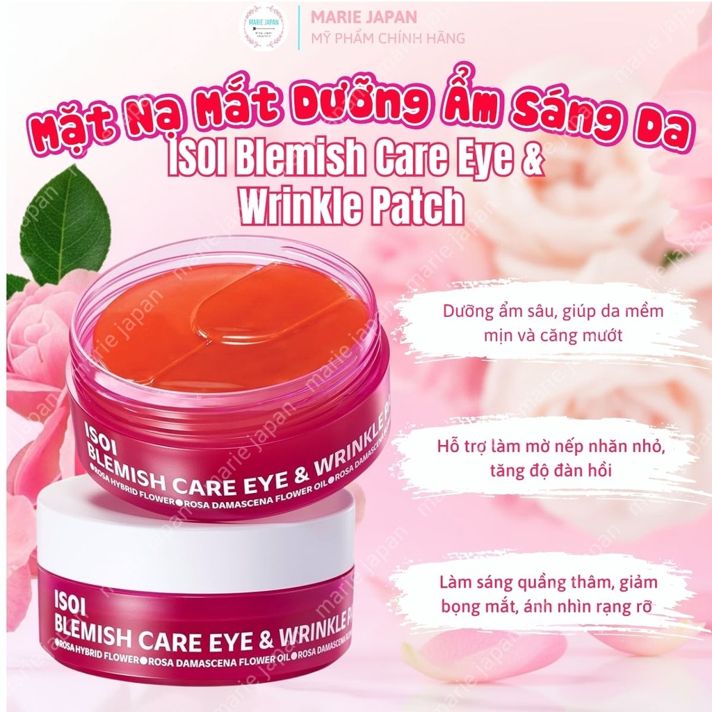 Mặt Nạ Mắt ISOI Blemish Dưỡng Ẩm Sáng Da Giảm Nhăn Ngăn Ngừa Lão Hóa  Care Eye & Wrinkle Patch Hàn Quốc Hộp 90 Miếng