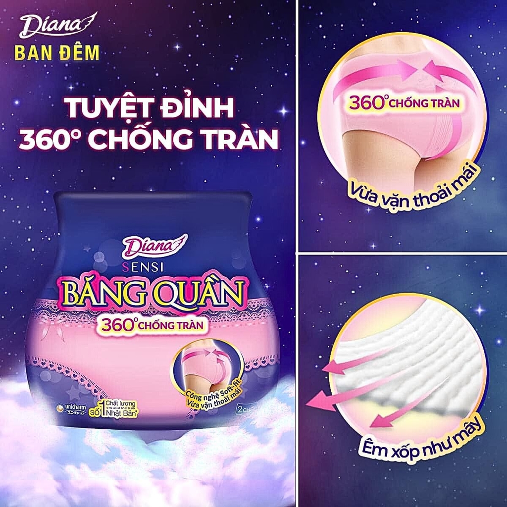 Băng Quần Diana Beauty Hip Ôm Sát Chống Tràn Thoải Mái Khô Thoáng Nhật Bản