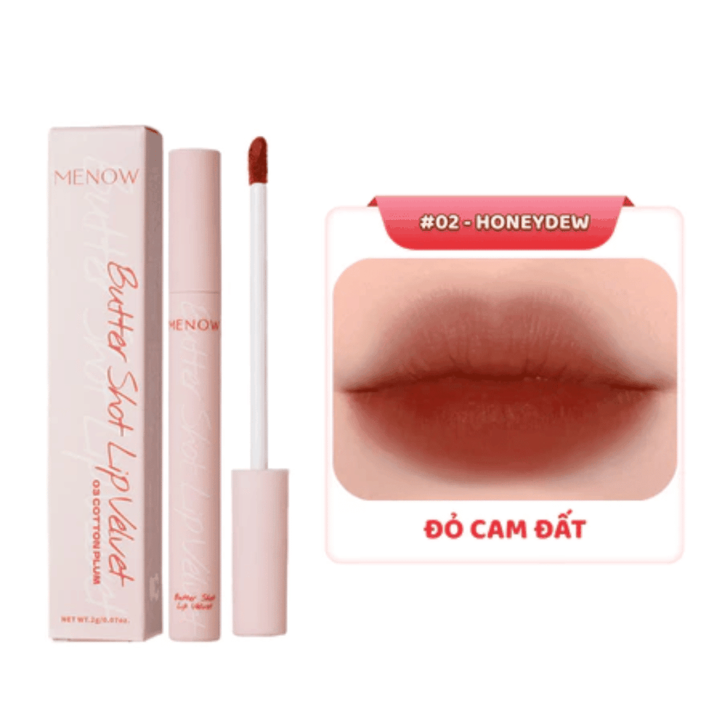 Son Kem Bùn Menow Mềm Mịn Không Khô Môi Butter Shot Liquid Velvet 2g