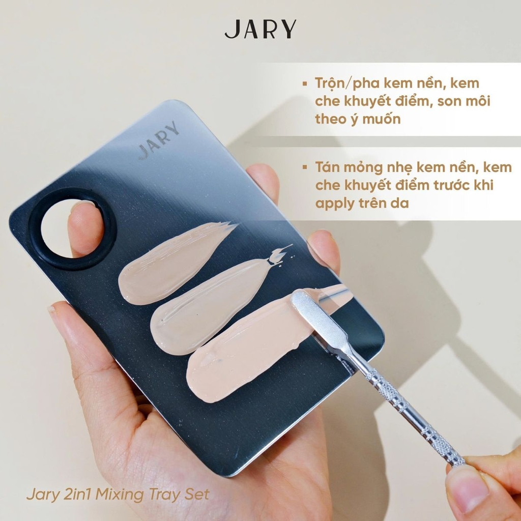 Bộ Dụng Cụ Khay Thìa Trộn Jary 2in1 Mixing Tray Pha Trộn Kem Nền Dễ Dàng Cho Lớp Nền Mỏng Tênh