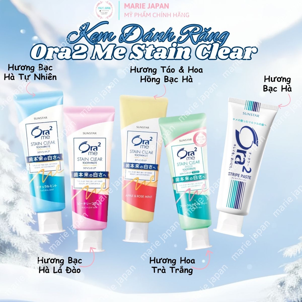 Kem Đánh Răng Ora2 Me Stain Clear Hỗ Trợ Làm Sạch & Chăm Sóc Răng Miệng Nhật Bản