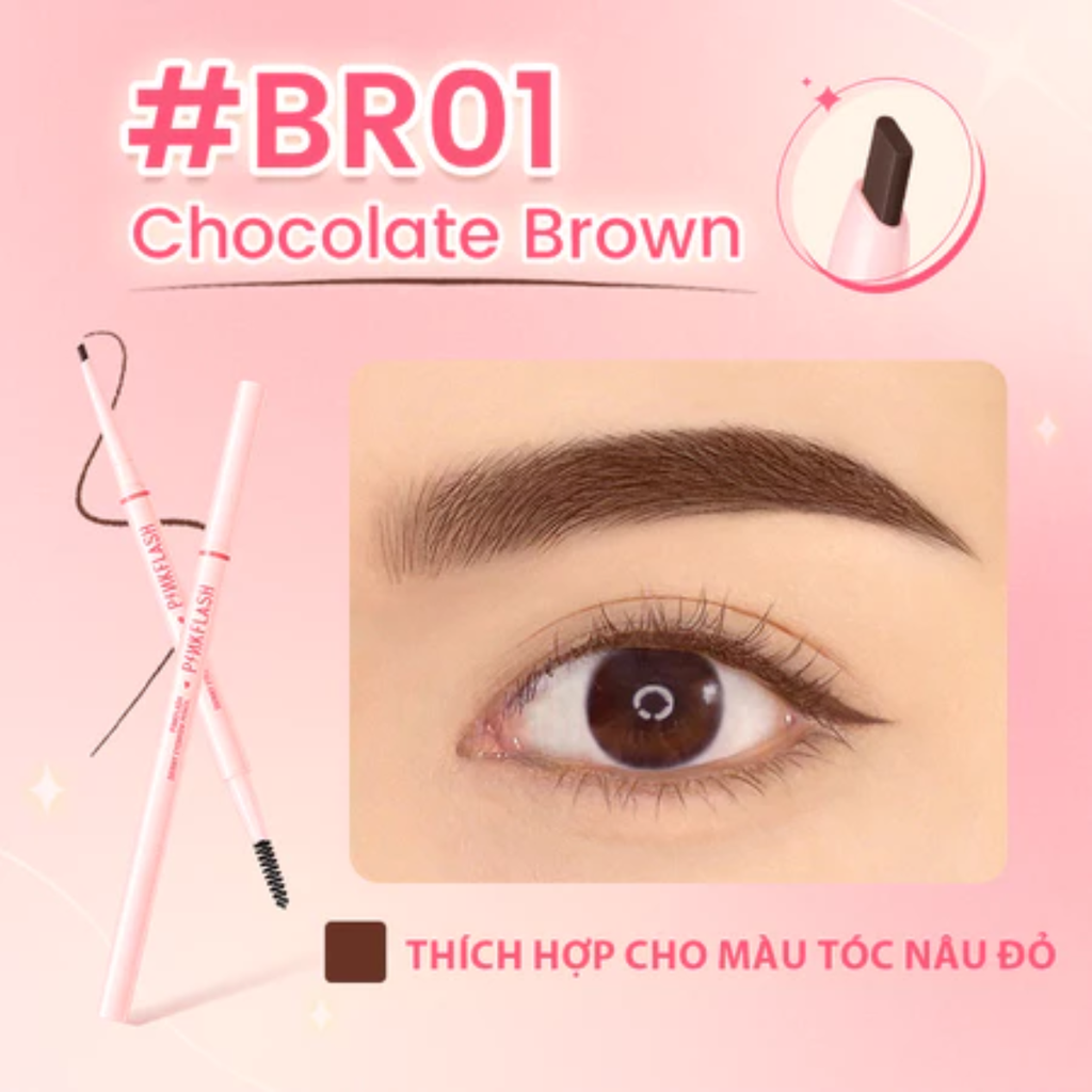 Bút Kẻ Mày Siêu Mảnh 1mm Pinkflash Siêu Dễ Kẻ,  Không Lem Chống Thấm Nước Skinny Eyebrow Pencil E25