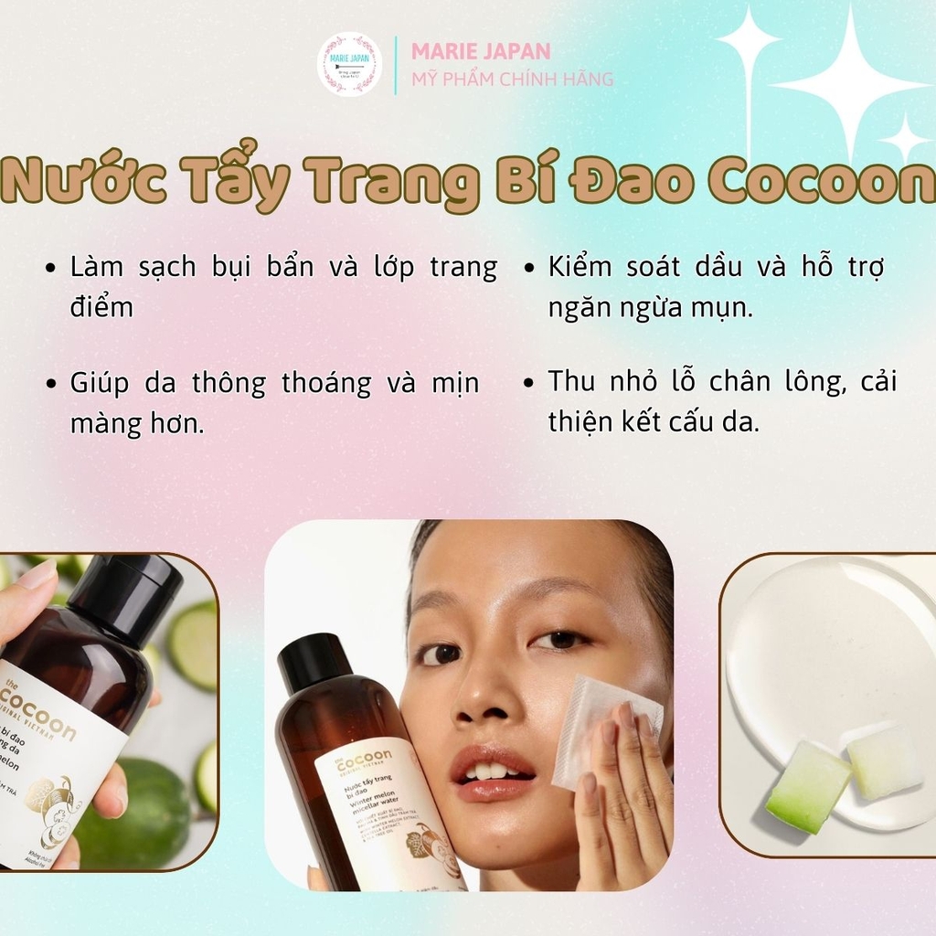 Combo Cocoon 2 Món 1 Mặt Nạ Nghệ Hưng Yên 30ml + 1 Nước Tẩy Trang Bí Đao 140ml