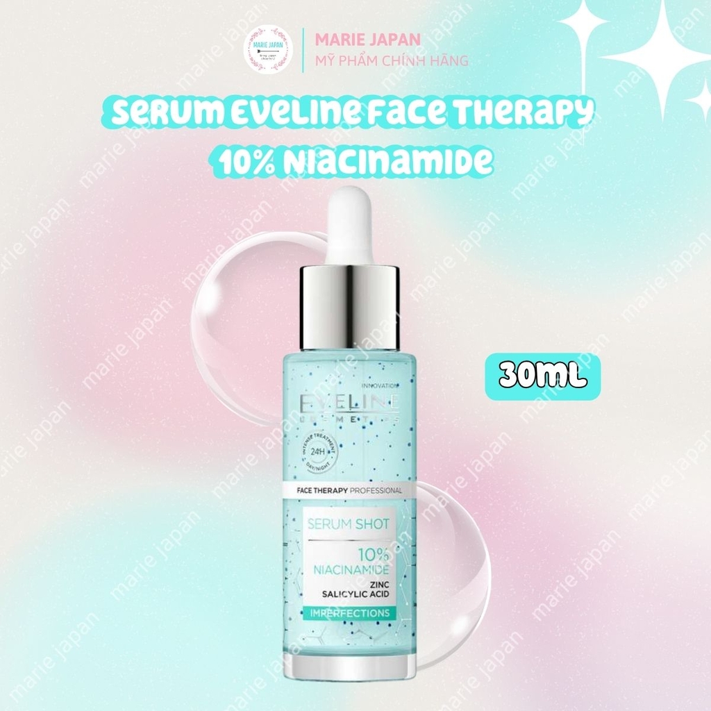 Serum Eveline Face Therapy 10% Niacinamide Dưỡng Sáng Mờ Thâm Cải Thiện Kết Cấu Da Hiệu Quả Chai 30ml
