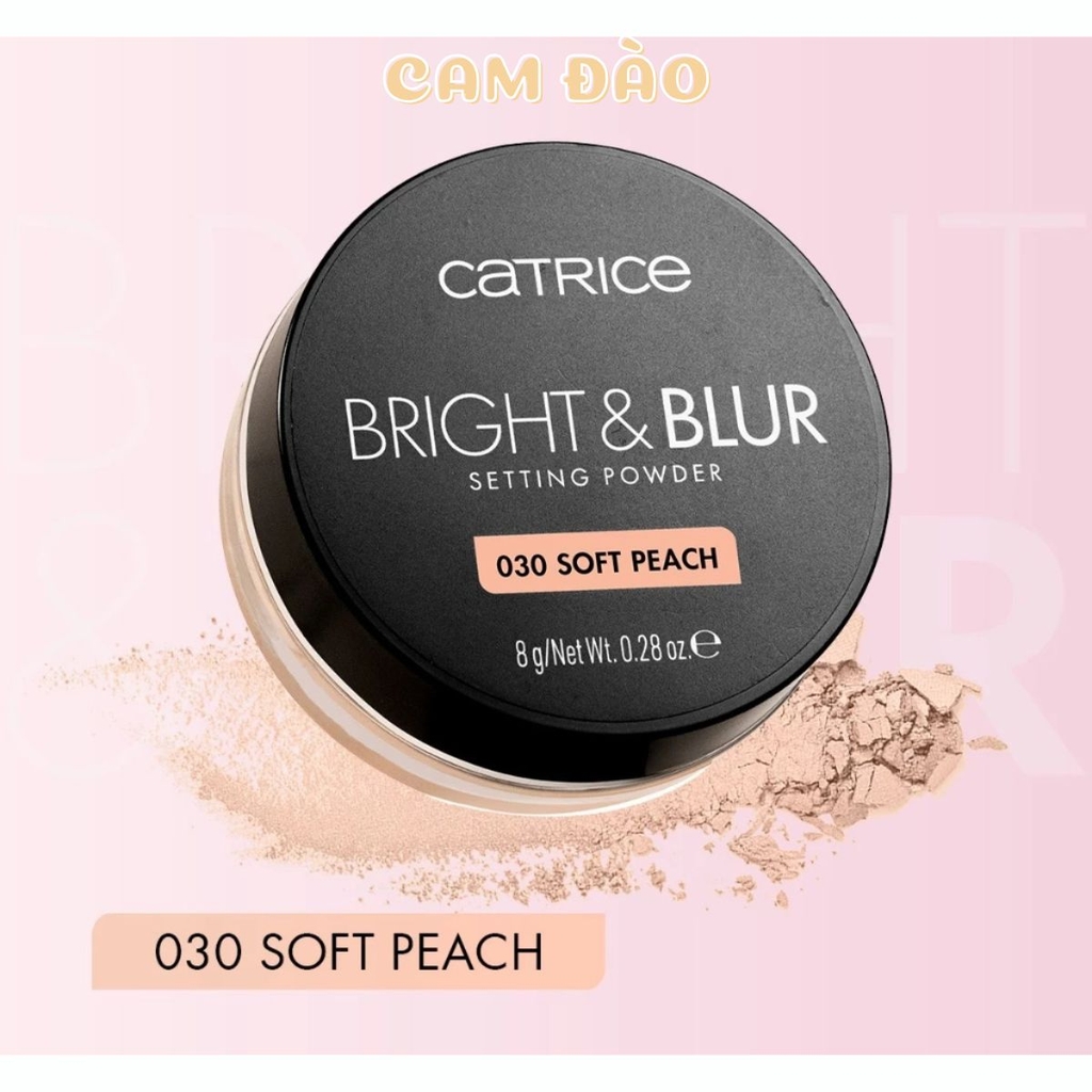 Phấn Phủ Catrice Mỏng Nhẹ Nâng Tone Căng Bóng Da Bright & Blur Setting Powder 8g - TẶNG 1 BÔNG PHẤN CATRICE