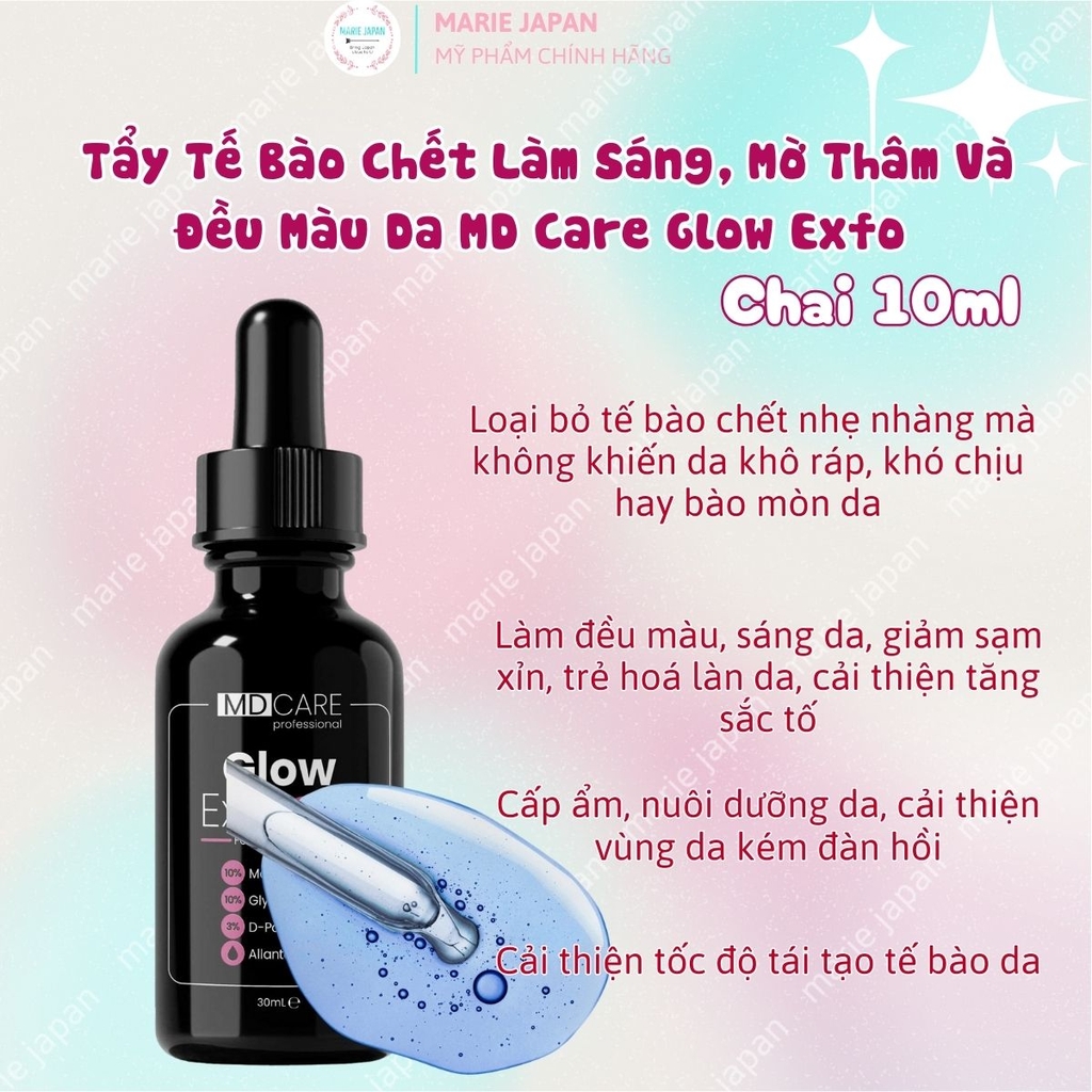 Tẩy Tế Bào Chết MD Care Exfo Mandelic 10% Sạch Sâu Cấp Ẩm Sáng Da Mờ Thâm 10ml