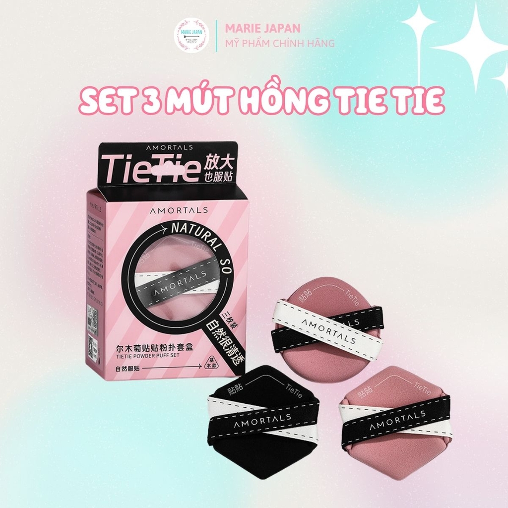 Set Bông Mút Trang Điểm Amortals Powder Puff Mềm Mại Đàn Hồi Nền Mịn Siêu Tốt