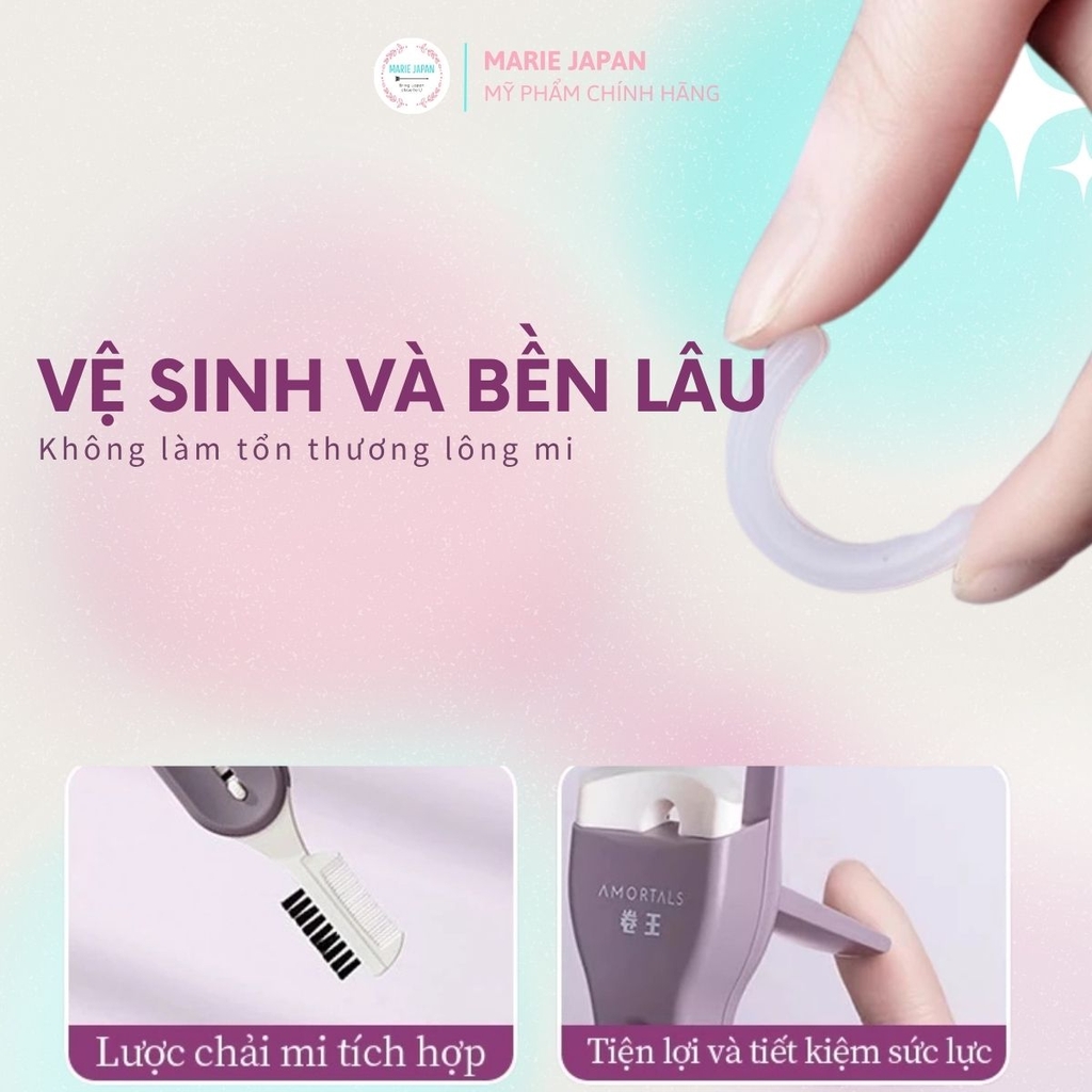 Kẹp Bấm Mi Amortals Cao Cấp Nhỏ Gọn Cho Mi Cong Tự Nhiên Giữ Dáng Lâu Không Gãy Rụng