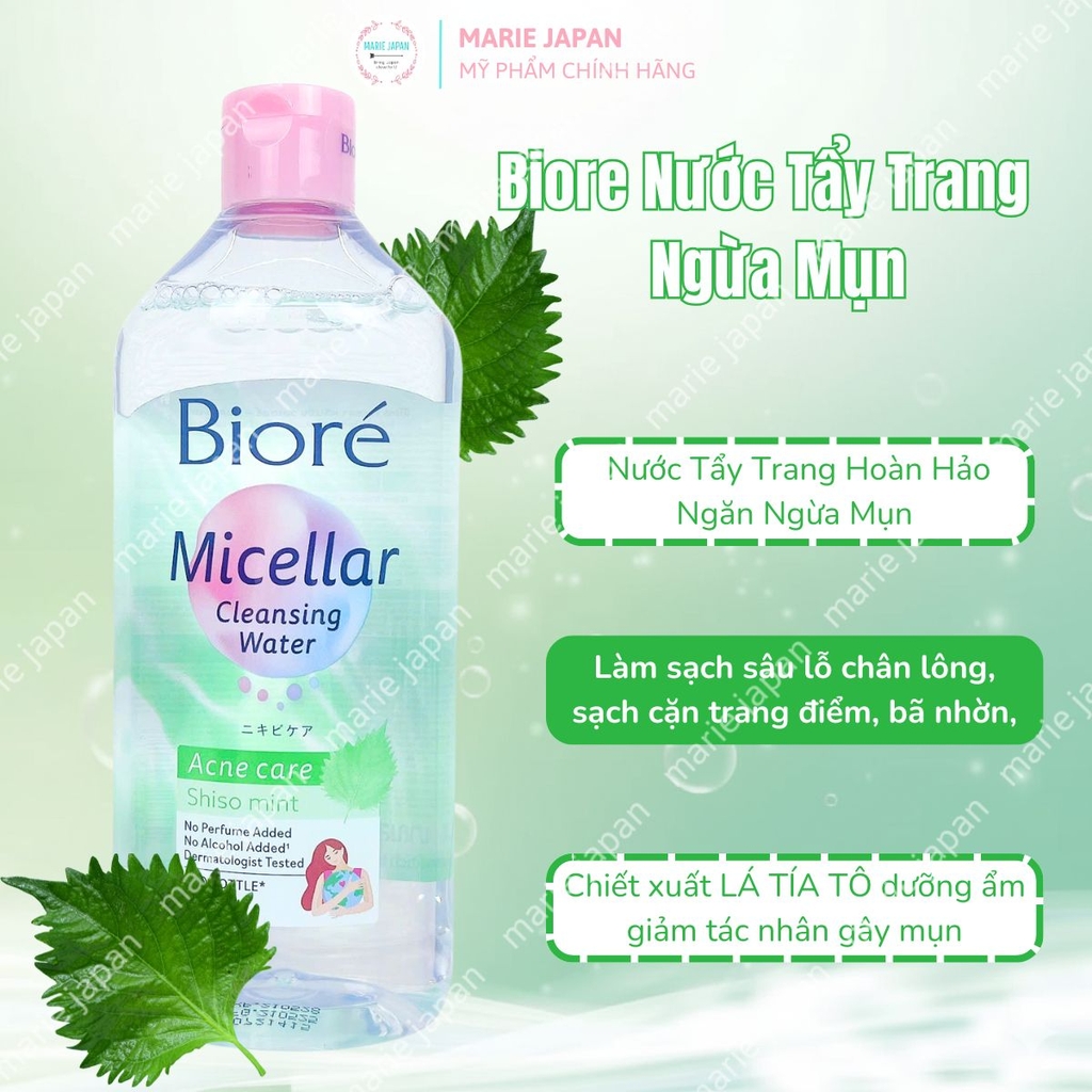 Nước Tẩy Trang Biore Sạch Sâu Dưỡng Ẩm Ngăn Ngừa Mụn Micellar Cleansing Water Nhật Bản