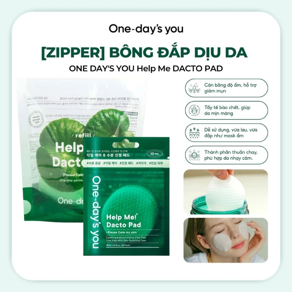 Toner Pad One Days You Help Me Dacto Pad Làm Sạch Sâu Dưỡng Ẩm Giảm Mụn Mờ Thâm Hàn Quốc