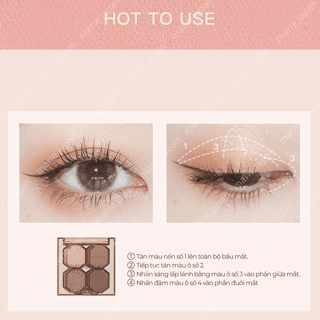 Bảng Phấn Mắt 4 Ô MENOW Mịn Lì Lâu Trôi  Glishten Four Color Eyeshadow Palette 4g