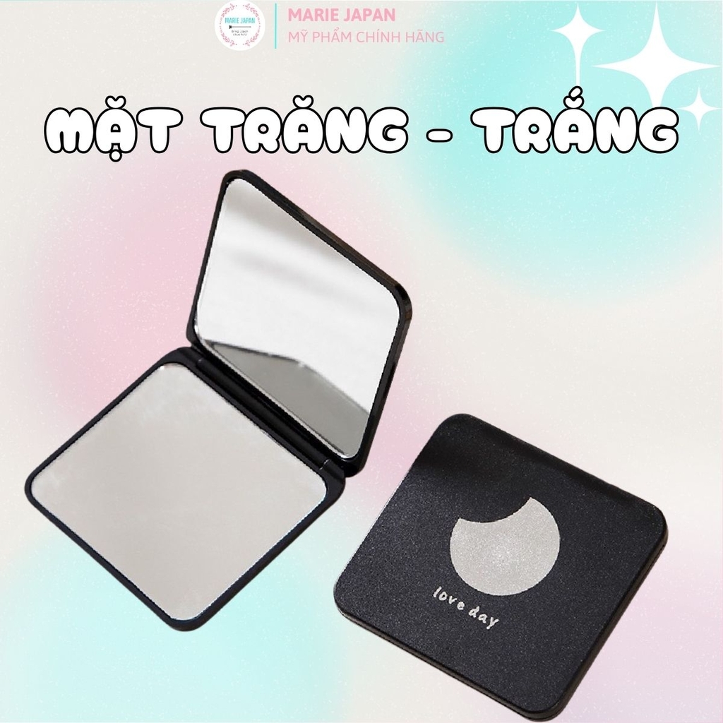 Gương Vuông Đen Vỏ Nhám Love Day Nhiều Hình Cute - Giao Màu Ngẫu Nhiên