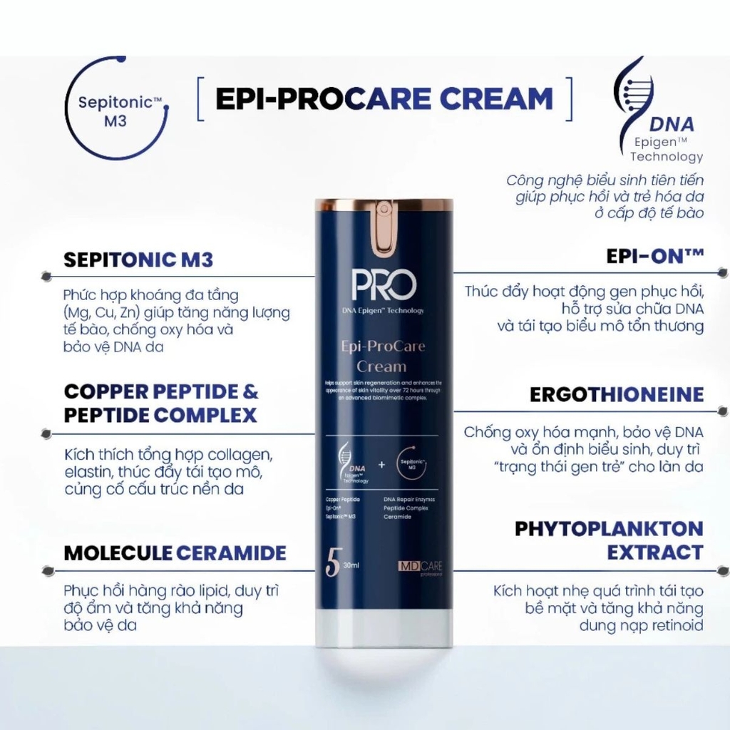 Kem Dưỡng MD CARE Epi - ProCare Dưỡng Ẩm Phục Hồi Cải Thiện  Nếp Nhăn Căng Mịn Da 30ml