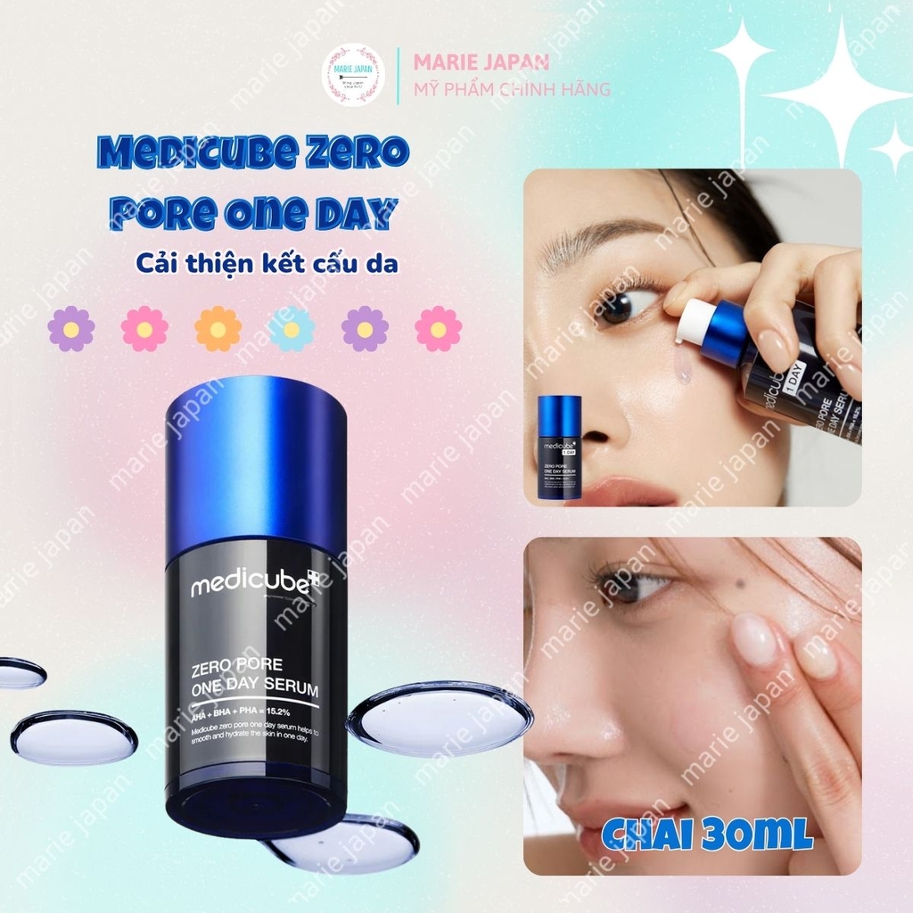 Serum Medicube Se Khít Lỗ Chân Lông Kiểm Soát Dầu Nhờn Zero Pore One Day Hàn Quốc Chai 30ml