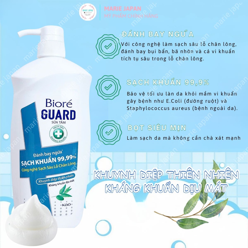 Sữa Tắm Biore Guard Sạch Sâu Kháng Khuẩn Mát Lạnh Ẩm Mịn Da Nhật Bản