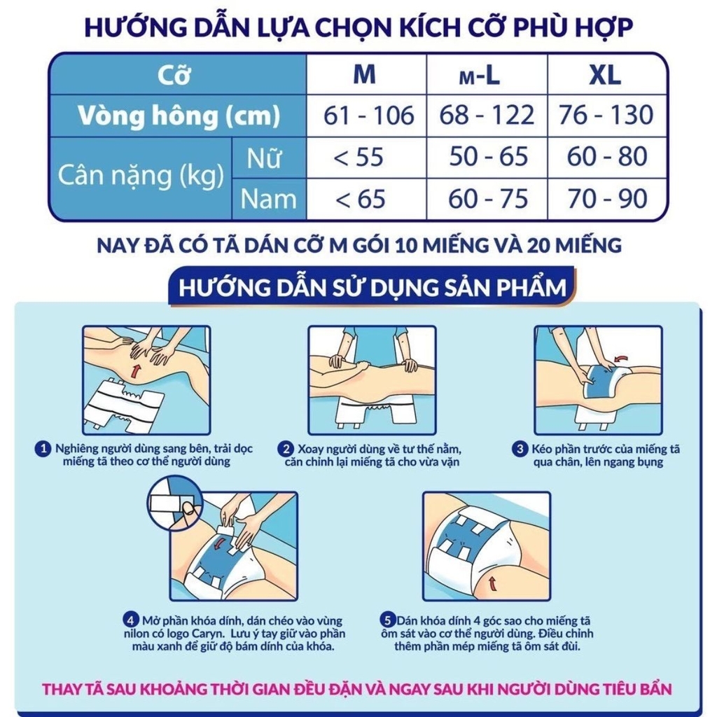 Tã/Bỉm Dán Người Lớn Unicharm Caryn Siêu Thấm Chống Tràn Khô Thoáng Nhật Bản
