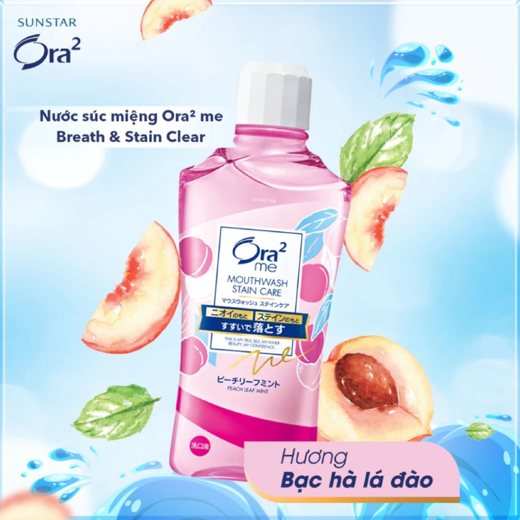 Nước Súc Miệng Ora2 Me Breath & Stain Clear Sạch Khoang Miệng Hơi  Thở Thơm Mát Nhật Bản Chai 460ml