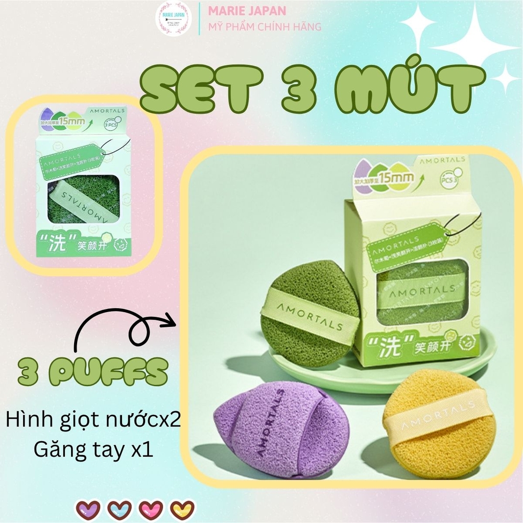 Bông Mút Rửa Mặt Amortals Bọt Biển Hỗ Trợ Rửa Mặt Sạch Sâu Mềm Mịn Không Gây Rát Da