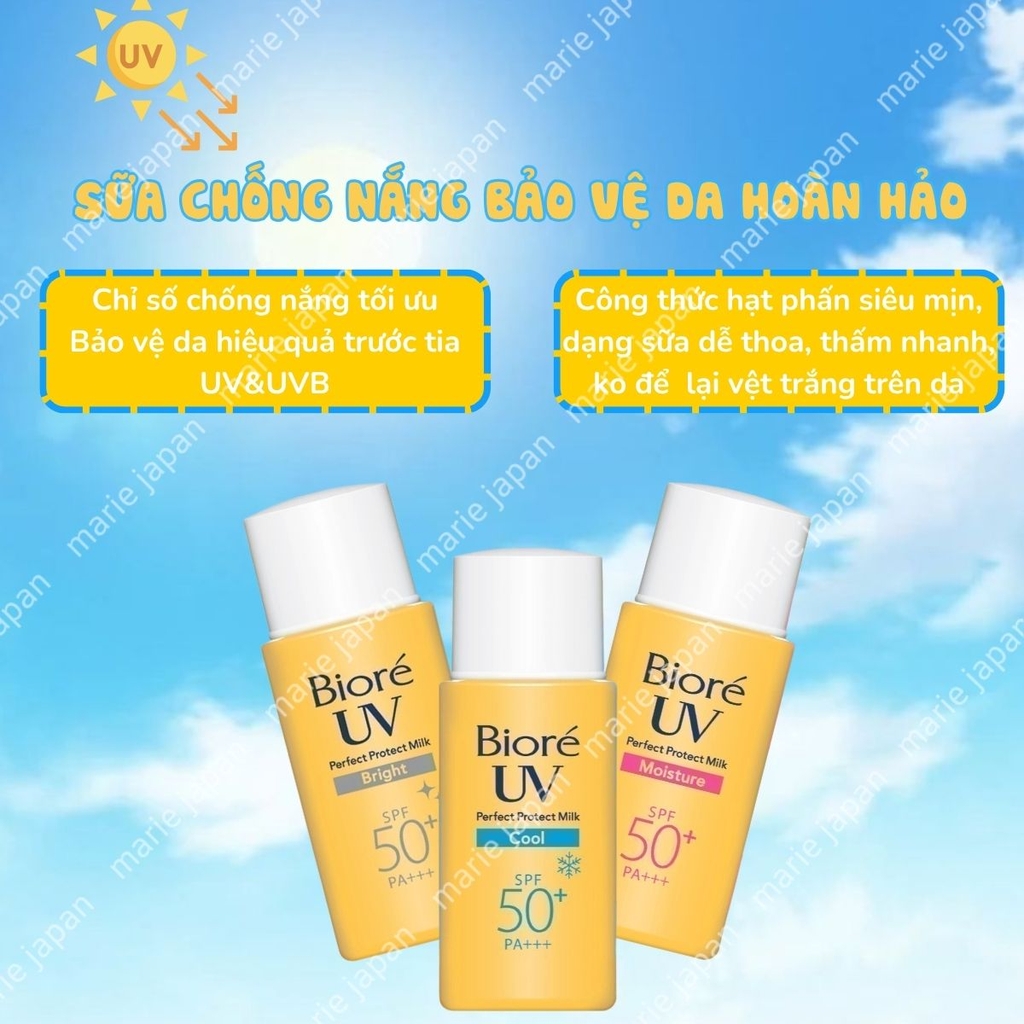 Kem Chống Nắng Biore UV Dạng Sữa Sáng Mịn Da Perfect Protect Milk/ Smooth Velvet UV Nhật Bản