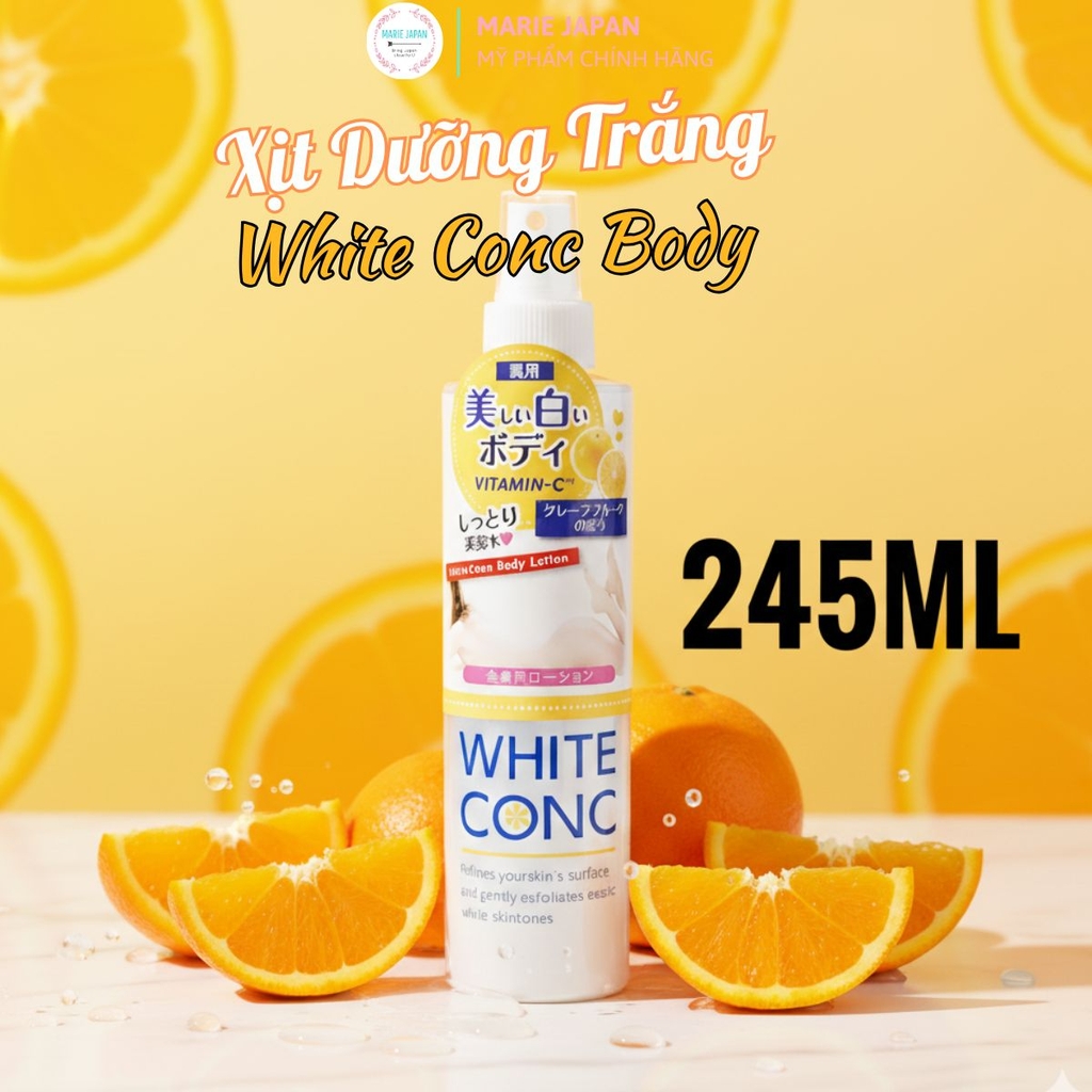 Xịt Dưỡng Trắng Da Toàn Thân  White Conc Dưỡng Ẩm Mềm Mịn Sáng Da Body Lotion Chai 245ml