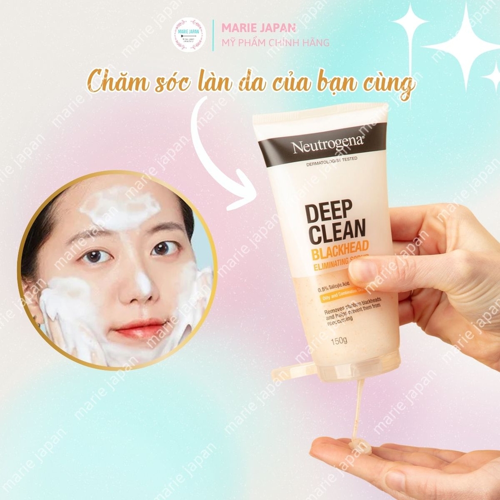 Sữa Rửa Mặt Neutrogena Sạch Sâu Giảm Mụn Siêu Ẩm Mịn Deep Clean Blackhead Eliminating Scrub Tuýp 100G