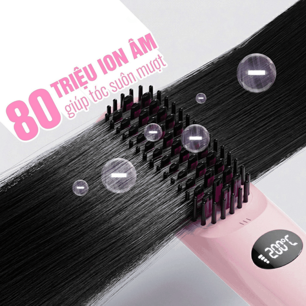 Lượt Điện Chải Tóc Jary Ion Electric Hair Comb  Không Dây Ion Âm Gỡ Rối Suôn Mượt, Tạo Kiểu Siêu Dễ