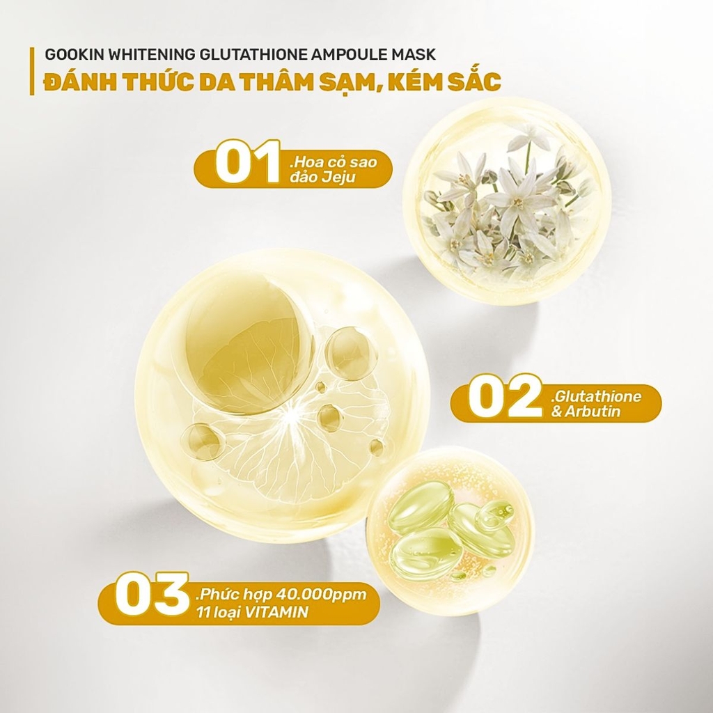 [COMBO 3 MIẾNG] Mặt Nạ Gookin Ampoule Mask Cấp Ẩm Dưỡng Sáng Phục Hồi Căng Bóng Da Hàn Quốc