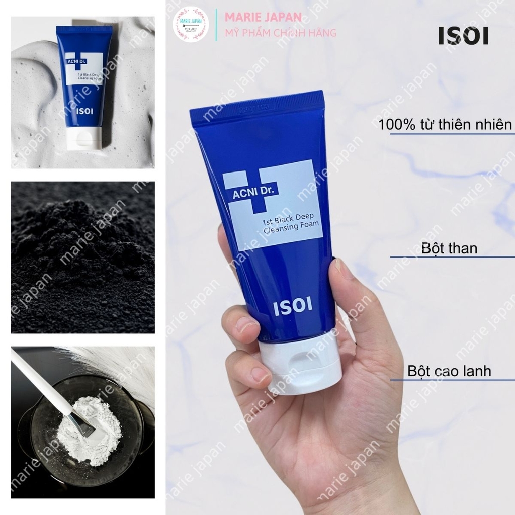 Sữa Rửa Mặt ISOI Than Hoạt Tính Sạch Sâu Giảm Dầu Nhờn Hiệu Quả ACNI Dr. 1st Black Deep Cleansing Foam Hàn Quốc 75ml