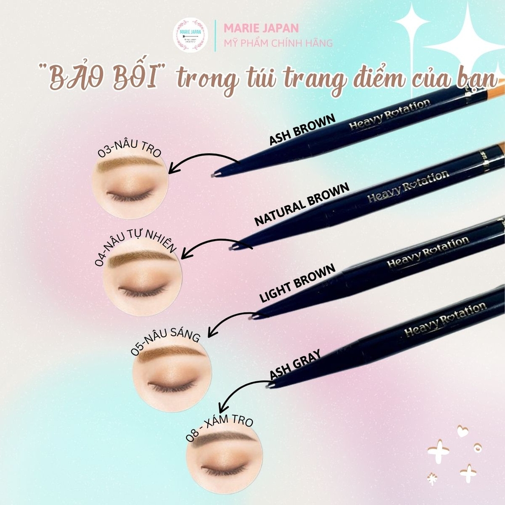 Chì Kẻ Mày 2 Đầu Kiss Me Heavy Rotation Tự Nhiên Sắc Nét Chống Lem Trôi Eyebrow Pencil & Powder Nhật Bản