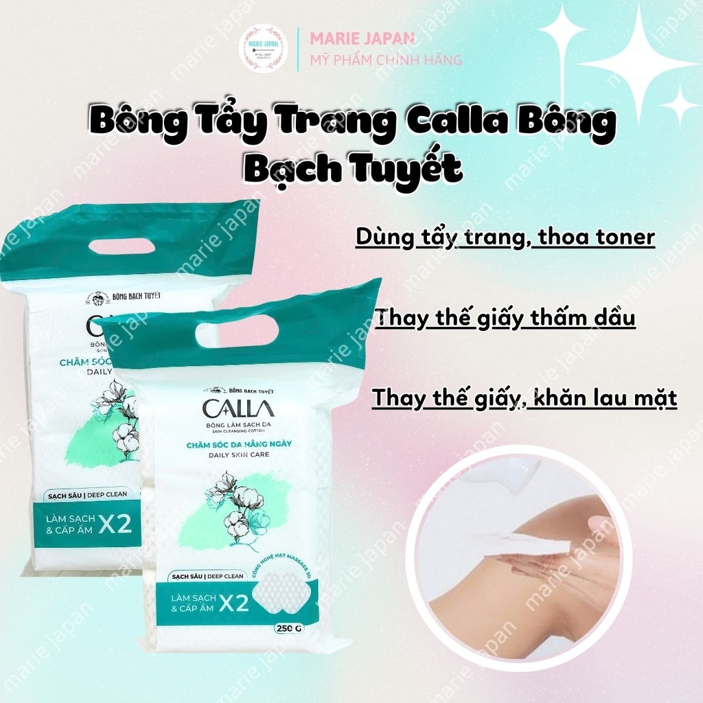 Bông Tẩy Trang Calla Bông Bạch Tuyết Siêu Mềm Mịn Sạch Sâu Cấp Ẩm An Toàn Cho Da