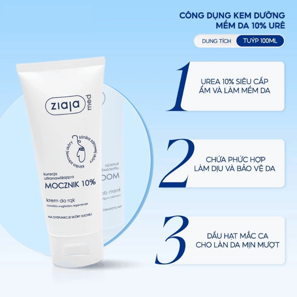 Kem [MUA 1 TẶNG 1] Dưỡng Urê Ziaja Dưỡng Ẩm Siêu Mềm Mịn Cho Da Khô  Med Mocznik Atopic Skin Ba Lan-TẶNG 1 MẶT NẠ JM DERMA CARE