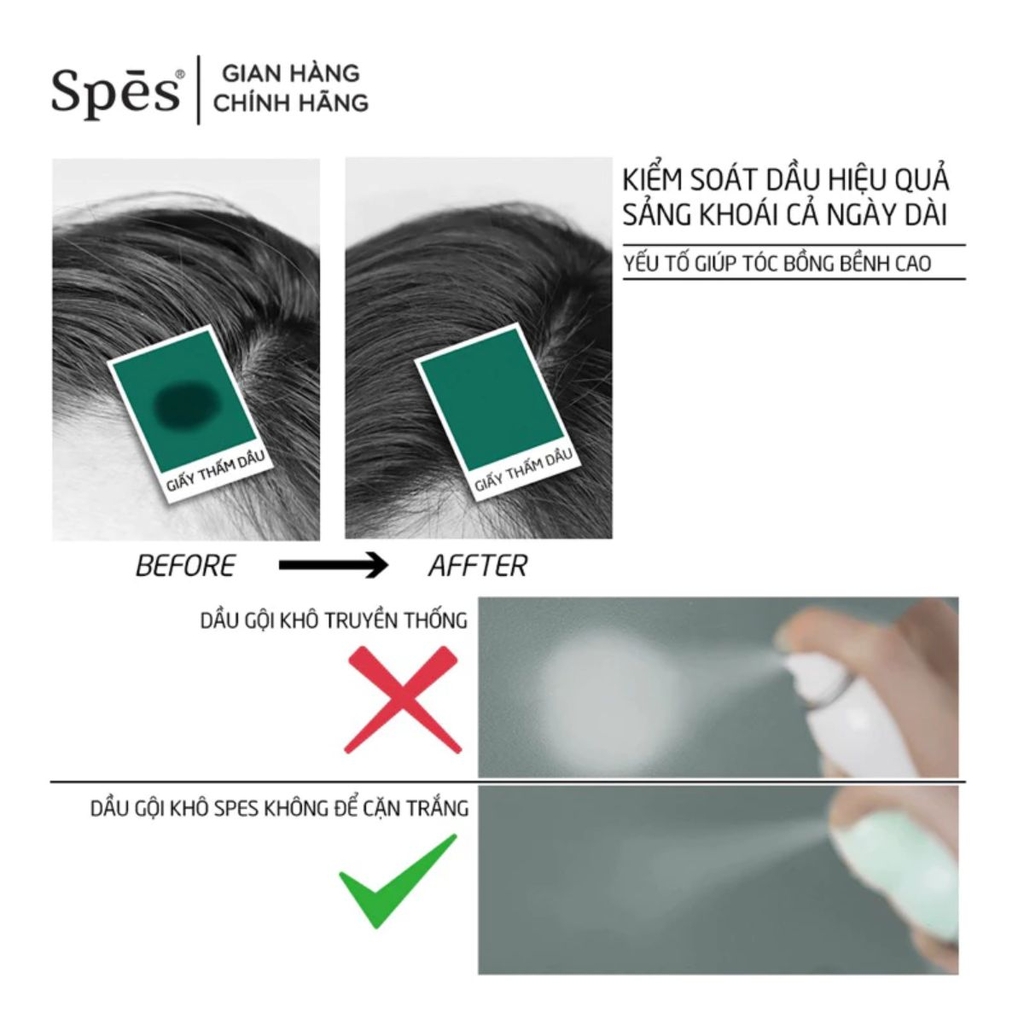Dầu Gội Khô Spes Washing - Free Hairspray Làm Sạch Hút Dầu Tức Thì Tạo Phồng Tóc