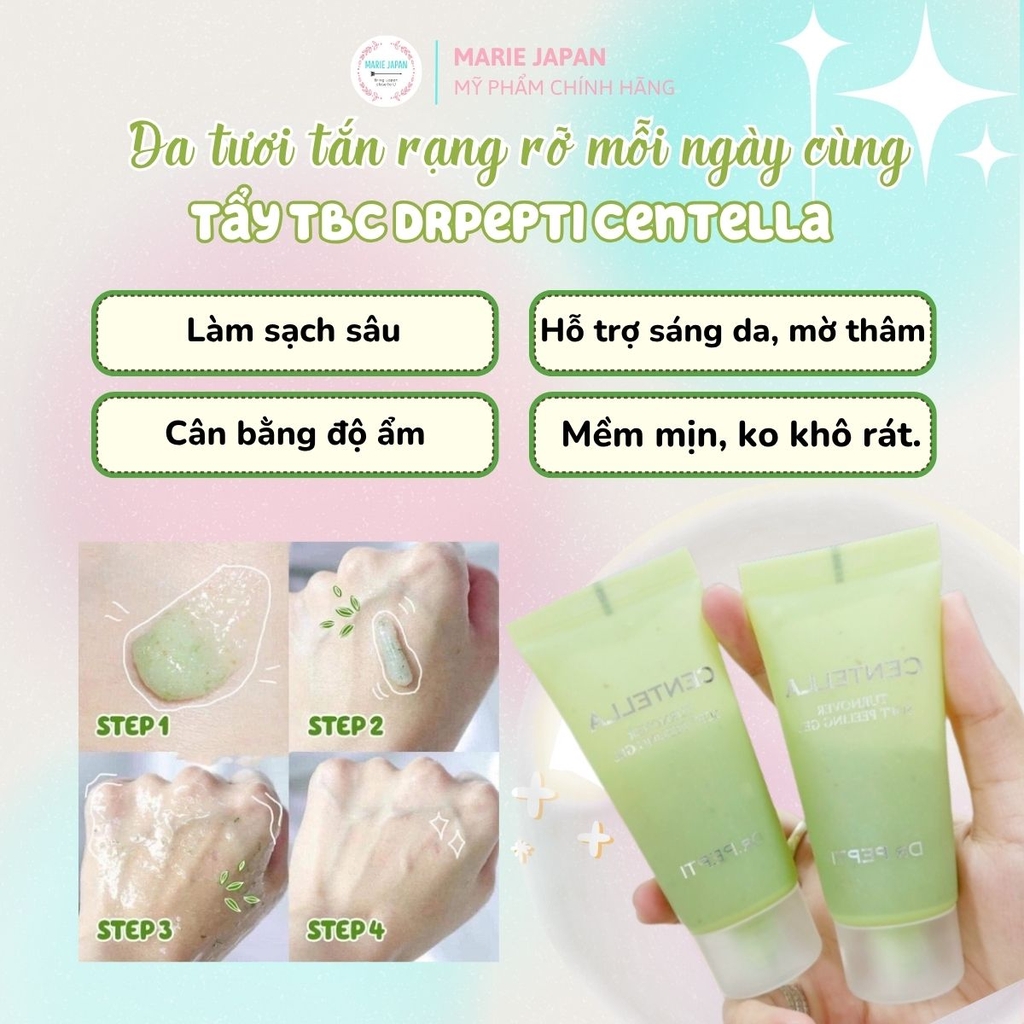 Tẩy Tế Bào Chết Mặt Dr.Pepti Centella Turnover Soft Peeling Gel Dịu Nhẹ Sạch Sâu Dưỡng Ẩm Sáng Da Hàn Quốc Tuýp 30ml