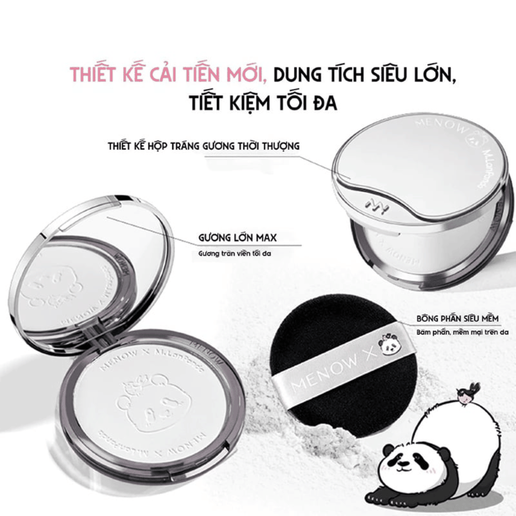 [MUA 1 TẶNG 1] Phấn Phủ MENOW Menglan Panda Kiềm Dầu Giữ Tone Velvet Mist Complexion Powder 21g TẶNG MÁ HỒNG MENOW