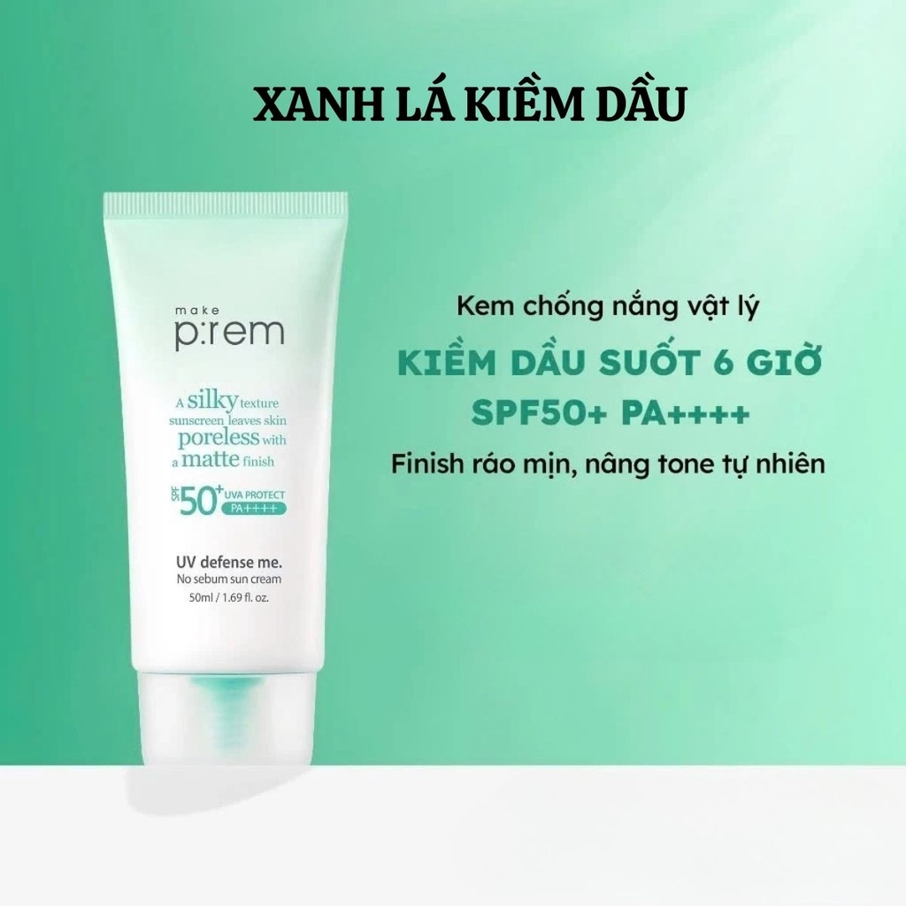 Kem Chống Nắng Vật Lý Make Prem UV SPF50+ PA++++ Nâng Tone Dịu Nhẹ Kiềm Dầu Hàn Quốc 50ml