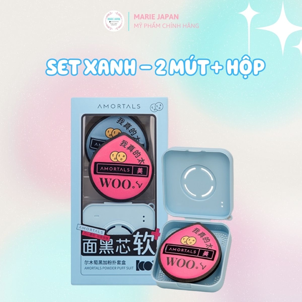 Set Bông Mút Trang Điểm Amortals Powder Puff Mềm Mại Đàn Hồi Nền Mịn Siêu Tốt