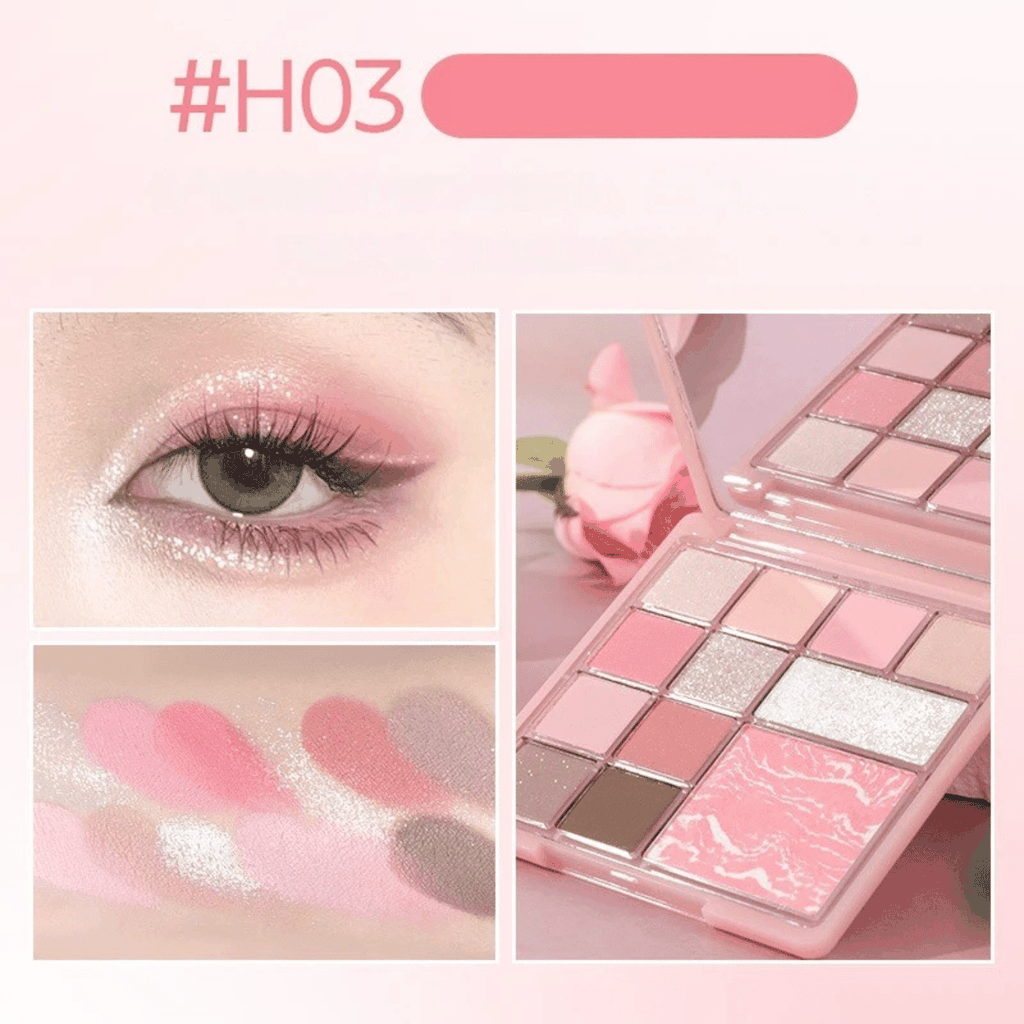 Bảng Phấn Mắt Má Đa Năng 12 Ô Hold Live  Highlight Siêu Sáng Floral Color Pink Mist HL755 15g
