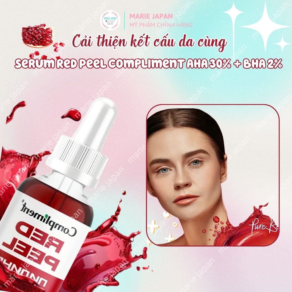 Serum Red Peel Compliment AHA 30% + BHA 2% Tái Tạo Da Dưỡng Sáng Giảm Mụn Hiệu Quả Chai 27ml