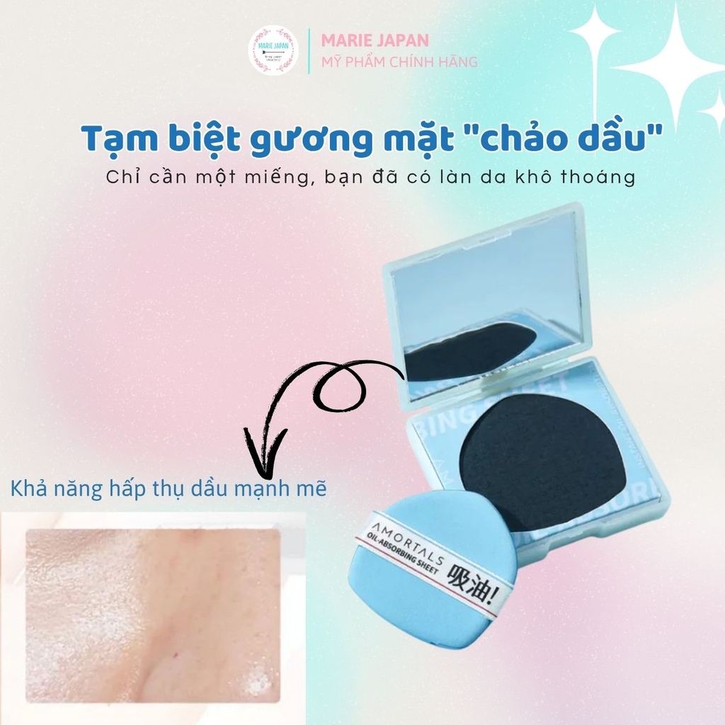 Giấy Thấm Dầu Amortals  Kiểm Soát Dầu Nhờn Hiệu Quả Giữ Lớp Trang Điểm Lâu Trôi